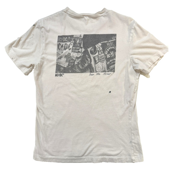 AC/DC Shirt Womens Small White Band Rock Graphic Back Print Thrashed Y2K Fader - Picture 9 of 10